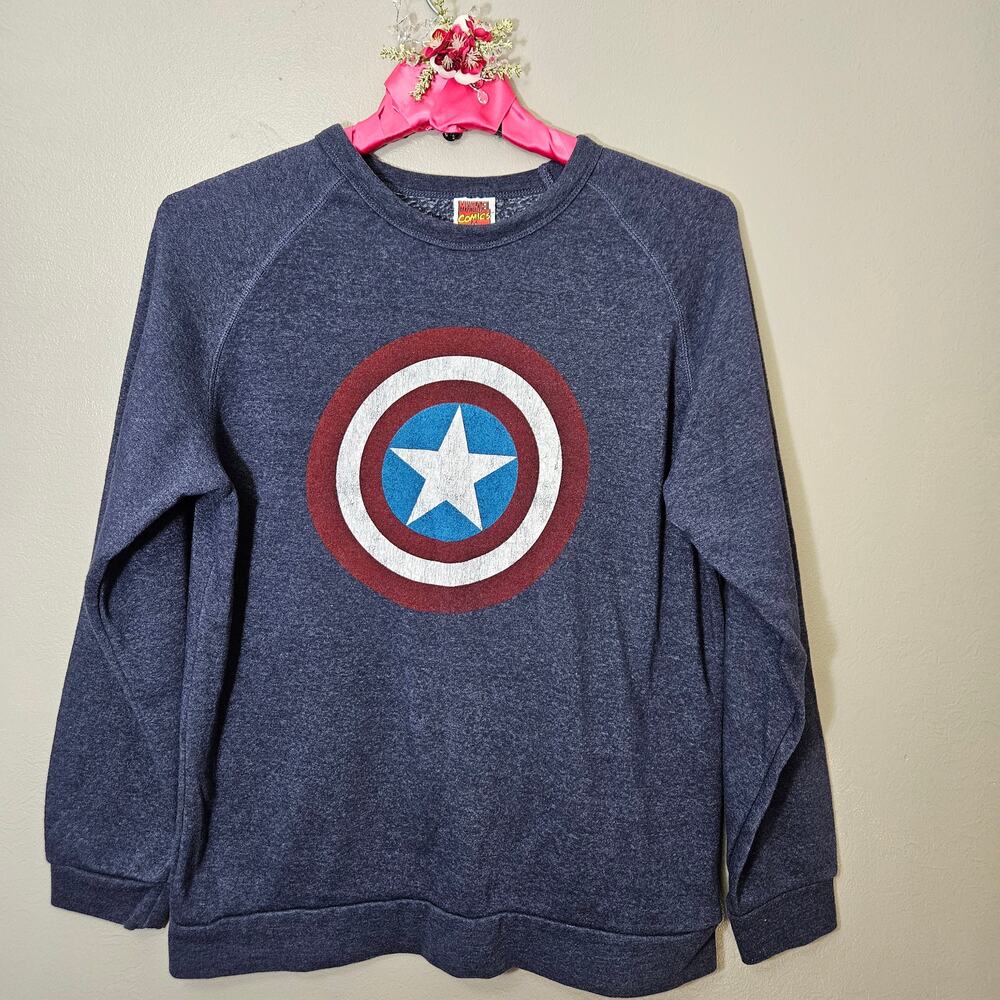 Vintage 2012 Marvel Comics Capt. America Shield Sweatshirt Men's L GeekChic Y2K